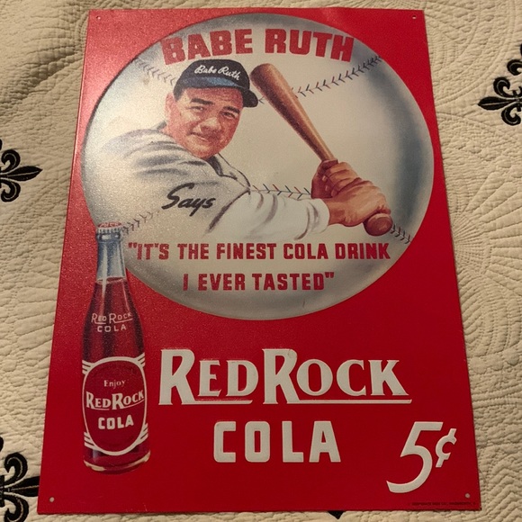Art | 1991 Babe Ruth Red Rock Cola Tin Poster | Poshmark